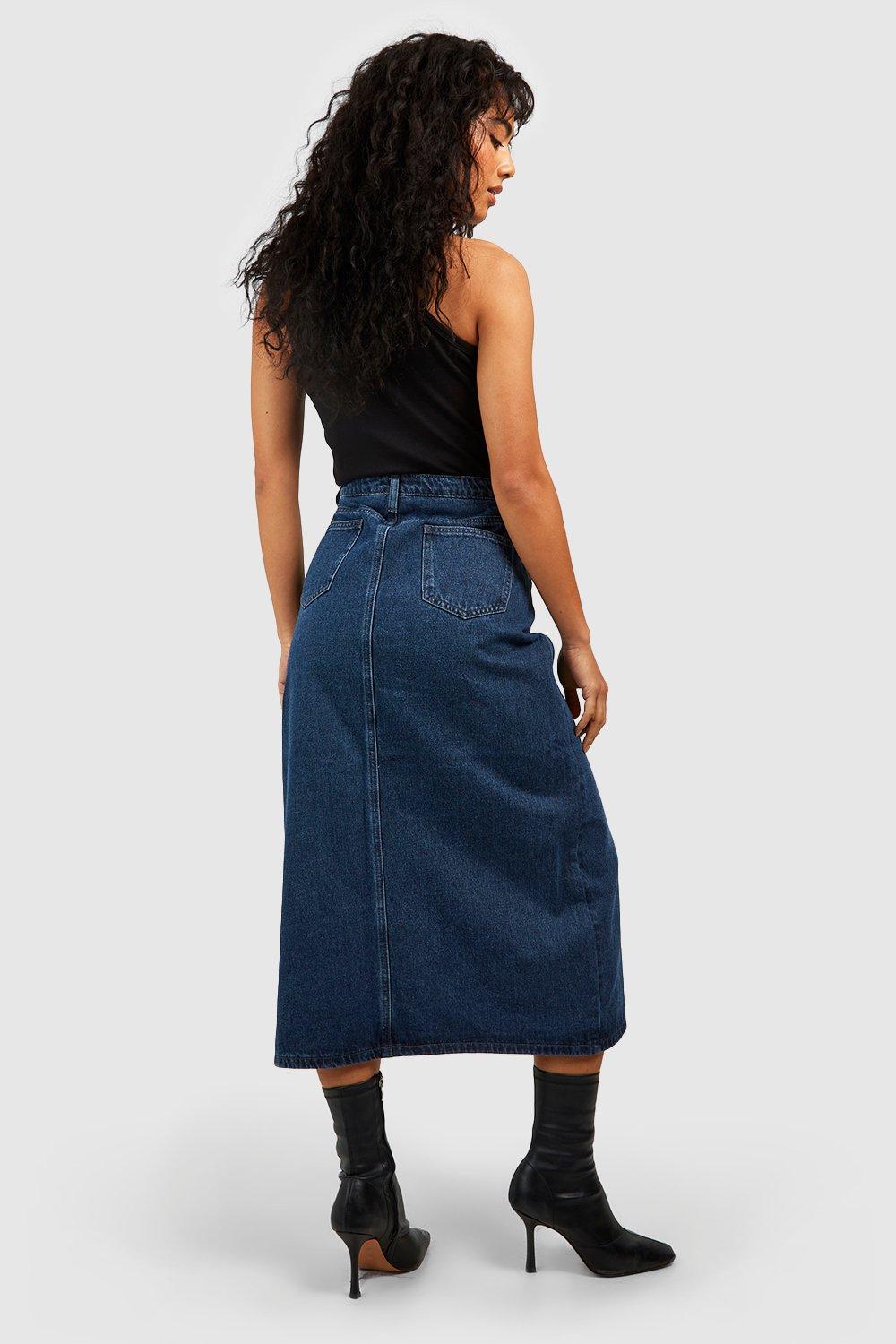 Navy blue skirt clearance boohoo